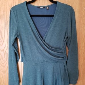 New Betabrand Peplum Top in Forest Blue Green Small